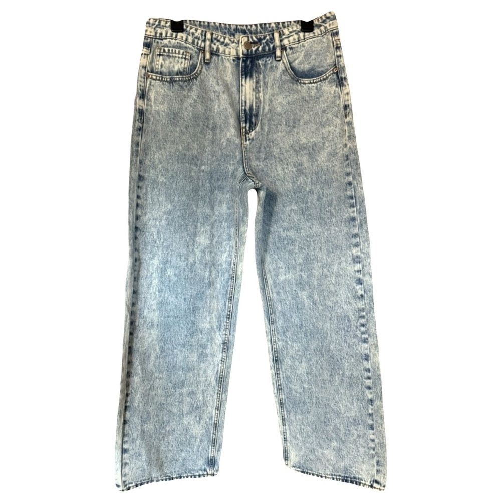 SHEIN NWOT womens Y2K floral accented light acid wash straight wide leg jeans